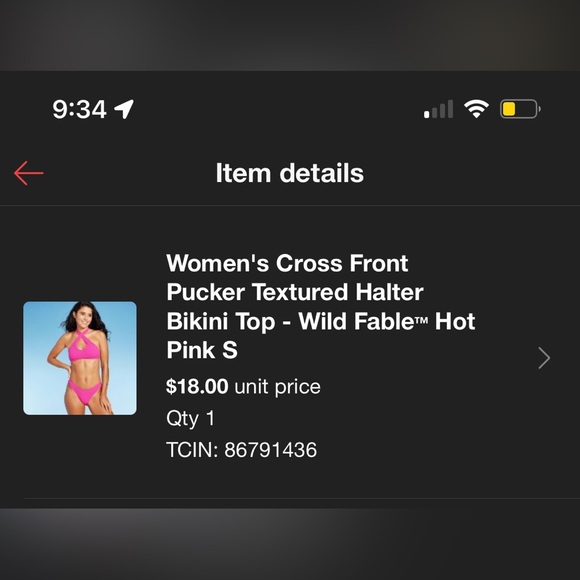 Pink Pucker Halter Bikini Top with Cross Front - Picture 6 of 7